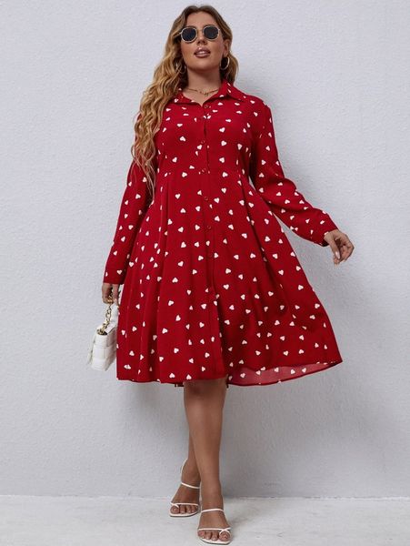 

plus heart print shirt dress m9pv#, Black