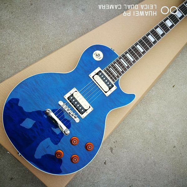 

diy brand new blue big flower 6 string lp electric guitar