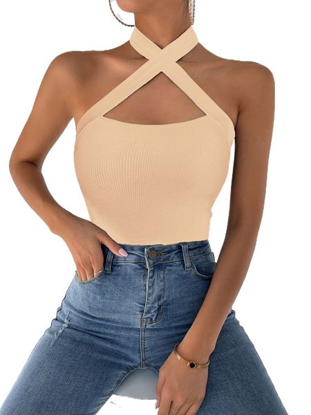

criss cross tie back halter w0tk#, White