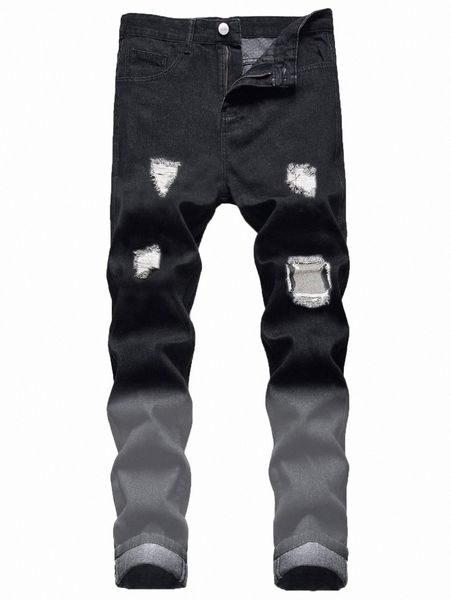 

romwe guys ripped jeans t0ax#, Blue