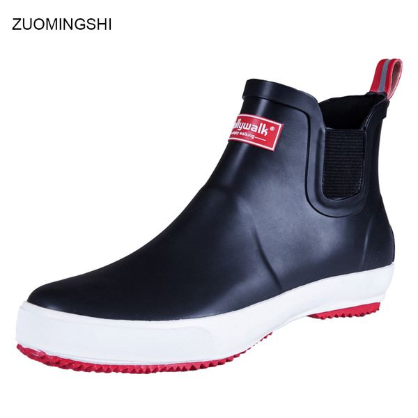 

2019 sale men rubber rain boots gumboots bot winter fishing boots for men lightweight antiskid rubber boots galoshes, Black;red