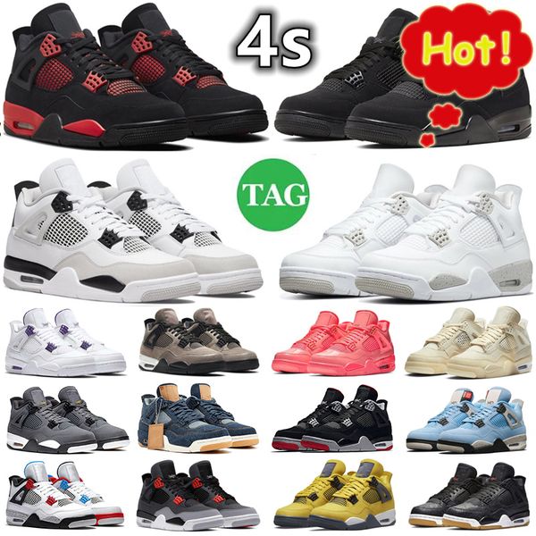 

4 4s men women basketball shoes sneaker military black cat red thunder white oreo unc blue sail metallic lightning bred grey infrared mens