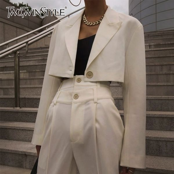 

white blazer coat women long sleeve crop blazers female fashion clothes autumn y201026, White;black