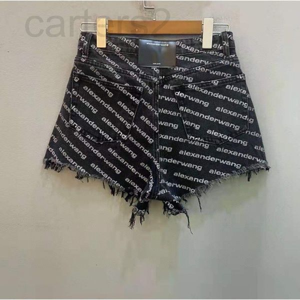 

casual dresses designer chaopai 22 early spring new king letter full print super thin high tassel waist denim shorts vmwj2022, Black;gray