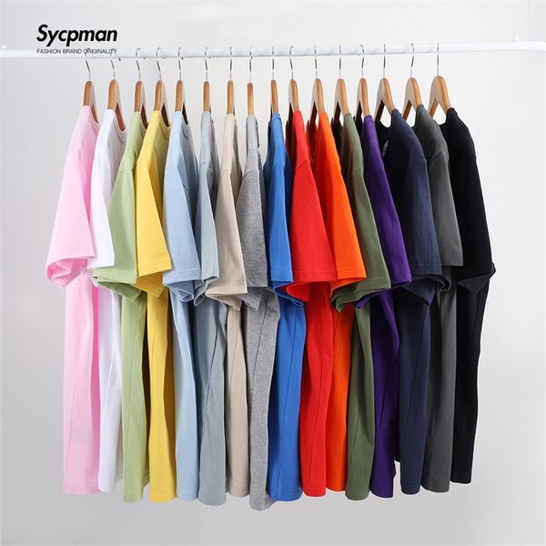

180gsm cotton solid tshirts mens short sleeve fashion brand trend white black clothing tees woman customized products summer 220425