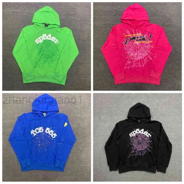 

22sss 555 designer hip hop kanyes style sp5der hoodie spider jumper european and american hip-hop singers with the same paragraph couple men, Black