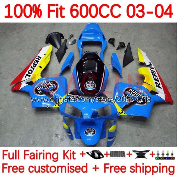 Corpo OEM para Honda CBr 600 RR CC F5 600F5 03-04 Bodywork 143NO.20 CBR-600 CBR600 RR CBR600RR 03 04 CBR 600RR 600CC CBR600F5 2003 2004 Faente de meios de injeção Repsol Repsol Blue