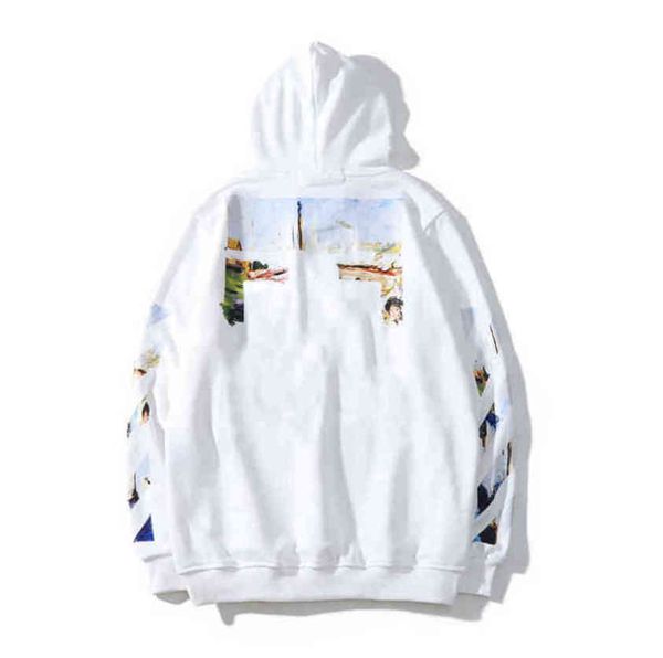 

offs mens loose classic sweatshirts fashion brand hoodie designers luxury pullover back oil paint arrow x men women hoodies black white jac