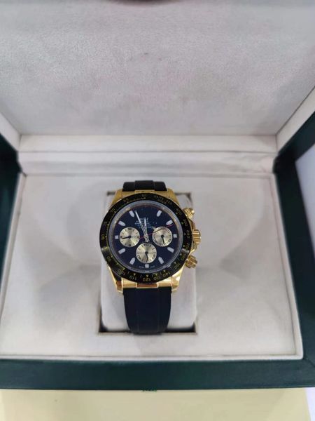 

with original box mens watch automatic mechanical 40mm rubber strap 904l stainless steel case watch sports leisure montre de luxe black gold, Slivery;brown