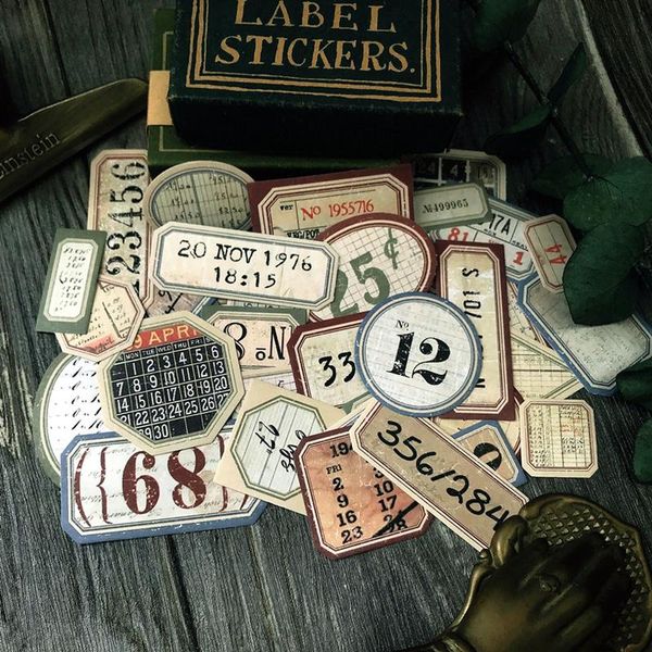 Hediye sargısı 31pcs tim holtz stil numarası hurda dergi etiket vintage çıkartmalar retro diy planlayıcı scrapbooking malzeme zanaat stickersgift hediye