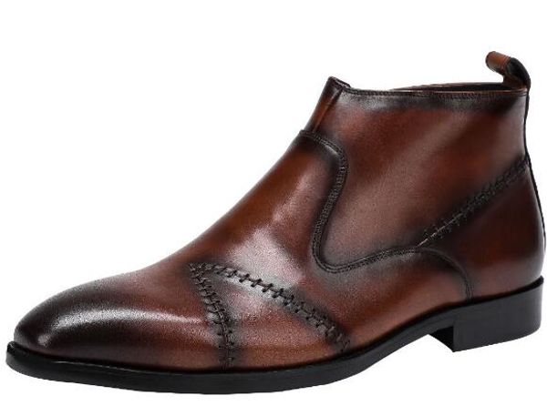 Moda por atacado tornozelo de alta qualidade homens de couro genuíno pontual de ponta Martin Boots