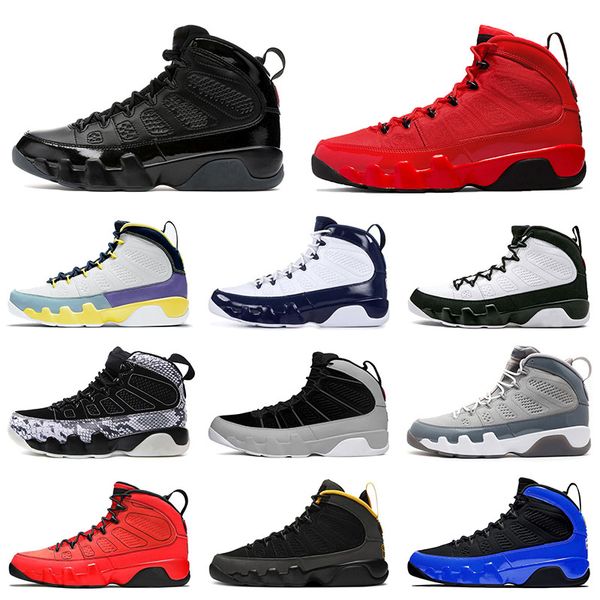 

2022 bred patent mens 9 9s jumpman basketball shoes men trainers mop melo sneakers sports particle grey chile red motorboat jones cool grey, White;red