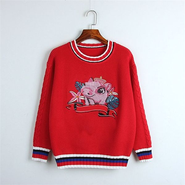 

women's sweaters early spring autumn winter striped sweater women's wear drill piglet embroidery letter color matching long sleeve, White;black