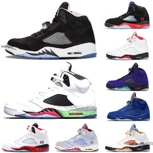 

shoes 2022 wholesale men basketball shoes 5 5s alternate grape blue suede fire red international flight laney royal metallic silver oreo spa, Black
