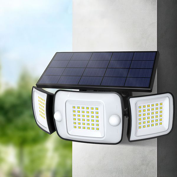 6000mAh LED solar LED ao ar livre Grande painel solar Lâmpada de parede Sensor de movimento à prova d'água Garagem Garagem Luzes de energia solar potência