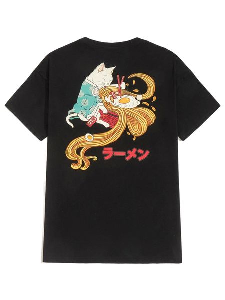 

men drop shoulder cartoon & letter graphic tee a3hy#, White;black