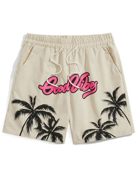 

romwe guys letter tropical print shorts m8ae#, White;black