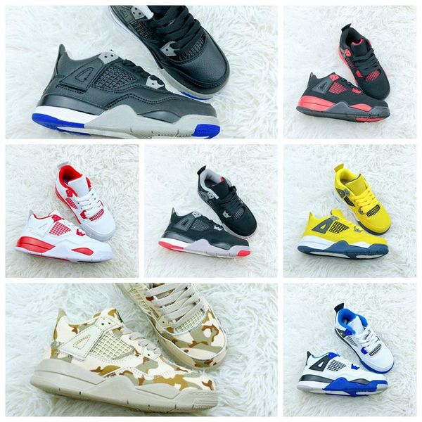

2023 designer kids jumpman 4s pink basketball shoes outdoor sports athletic sneaker fashion 4 og fire red white oreo cool grey bred motorspo, Black