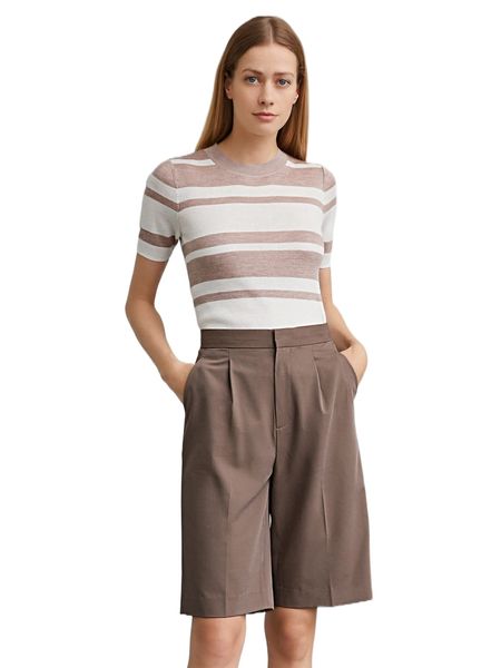 

motf premium wool-mix bermuda blazer shorts without belt z9k0#, White;black