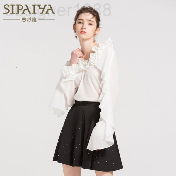 

women's blouses & shirts designer sipaiya 2021 new korean version perspective shirt women's long sleeve lace sunscreen 31yq, White