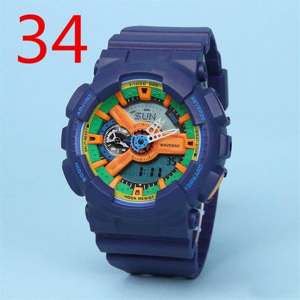 

brand watches men boy rubber strap led multifunction contains box and instruction manual waterproof can swim wrist watch ga #21-40245x, Slivery;brown