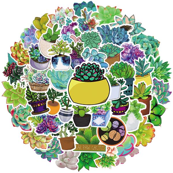 

50pcs mixed car stickers succulents for skateboard baby scrapbooking pencil case diary phone lapplanner decoration book album kids toys diy