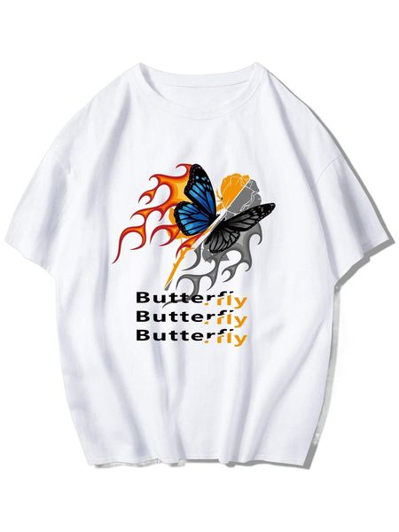 

romwe guys fire butterfly graphic tee w0wb#, White;black