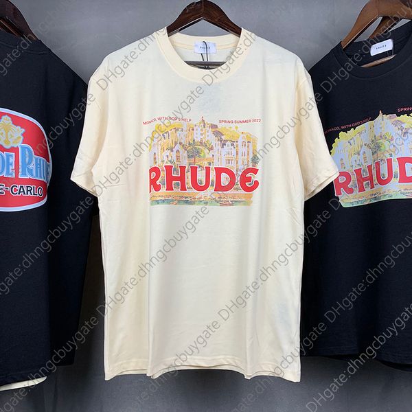 t Shirt Designer Sell Well Rhude t Shirt Resort Stampa Primavera Estate Tee Uomo Donna T-shirt casual di alta qualità Top in cotone di alta qualità