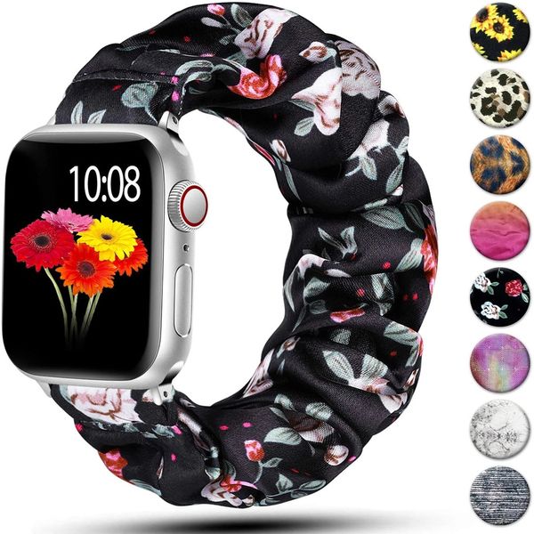 Scrunchie Strap for Apple Watch Band 40mm 44mm 41mm 45mm 42mm 38mm elástico nylon solo laço pulseira iwatch serie 3 4 5 6 SE 7 7