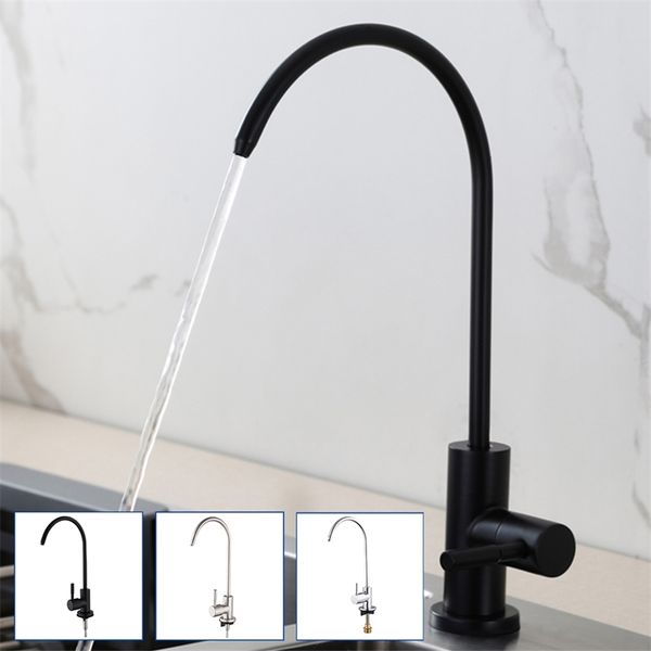 Rubinetti da cucina Rubinetto per bere diretto Filtro per l'acqua da cucina in acciaio inossidabile nero opaco Sistema di purificazione RO Osmosi inversa 220722