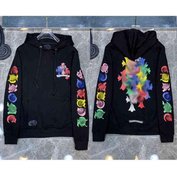

mens classic loose hoodie ch brand sweatshirts designer horseshoe sanskrit print luxury zipper jacket fashion pullover hooded coat women sw, Black