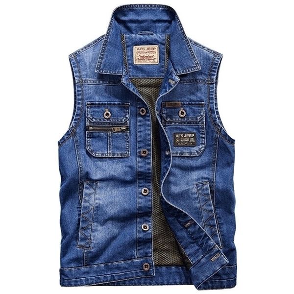 

manvelous denim vests men with many pockets outdoors tactical breathable mesh vest sleeveless jacket casual thin male vest coat t190828, Black;white