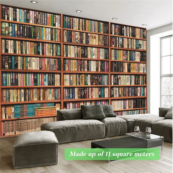 

custom wallpaper 3d painting library bookshelf wall mural large living room tv sofa bedroom study room home decor wall paper