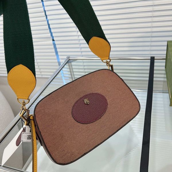 

tiger head letter camera bags fashion messenger bag wallet red and green striped shoulder strap pvc leather design with