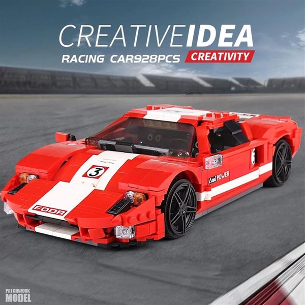

mouldking red phanton gt racing car model moc building blocks technic 10001 bricks kids educational toys birthdays gifts2206