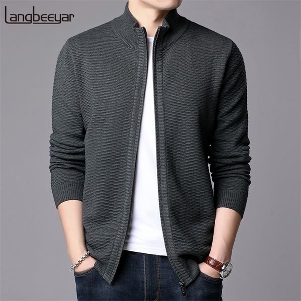

fashion jackets mens stand collar cardigan trend streetwear overcoat winter slim fit windbreaker casual coat men clothing 201128, Black;brown