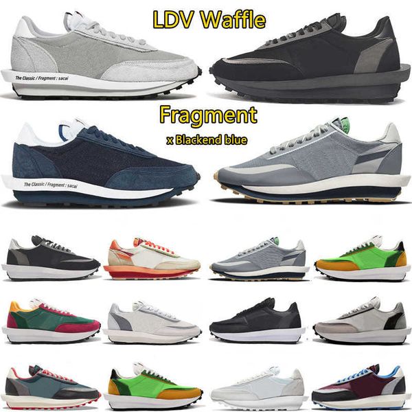

waffle ldv waflle mens running shoes triple black fragment x blackend grey white nylon varsity blue multi orange blaze red men women