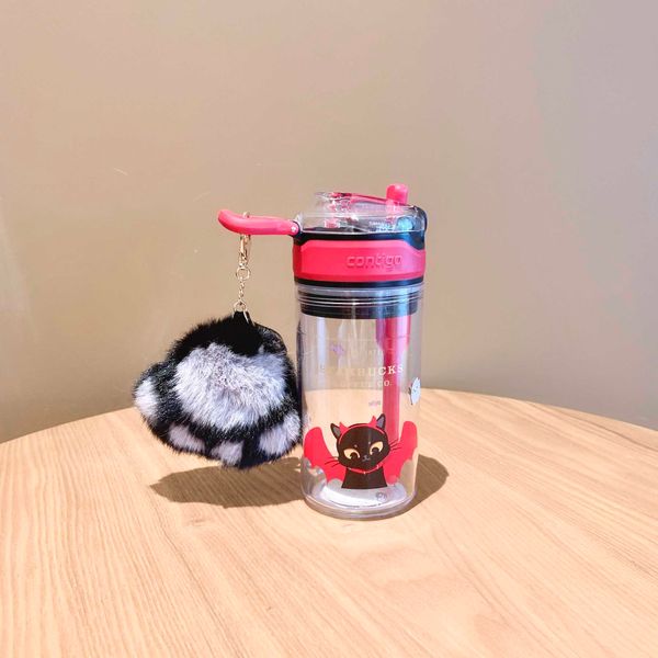 

starbucks cup 2021 halloween little devil kangdick snack box plastic straw water cup cat claw key chain