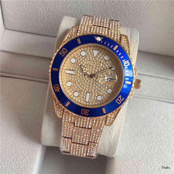 

luxurious yachtmaster watch for men updd brand wristwatch selling full diamond men's, Slivery;brown