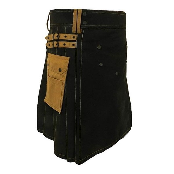 Mjartoria Scottish Mens Kilt Традиционные пледе плиссированные двусторонняя цепь коричневая готическая панк Шотландские тартанские брюки T200512