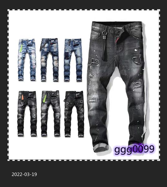 

jeans pants mens designer pant skinny ripped destroyed stretch biker denim rock revival jeans man straight slim fit hip hop for men pantalon, Blue