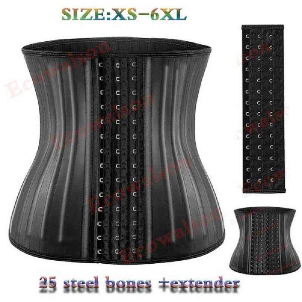 

xxxs-6xl 25 steel bone waist trainer for women corset cincher body shaper girdle trimmer with steel bones and extender t220805