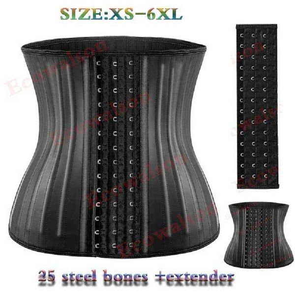 XXXS-6XL 25 Stahlknochen Taillentrainer für Frauen Korsett Cincher Body Shaper Gürteltrimmer mit Stahlknochen und Extender T220805