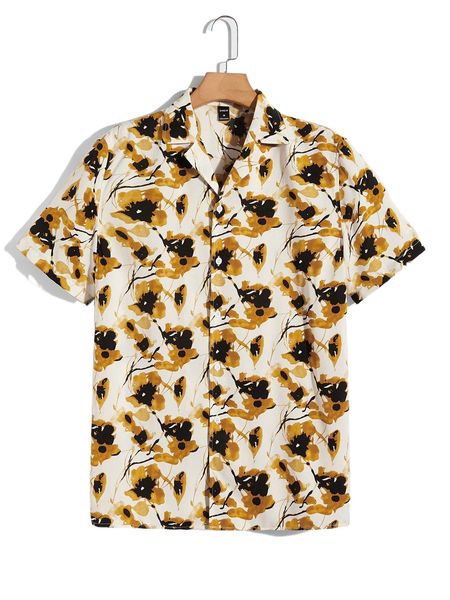 

men floral button up shirt o6xj#, White;black