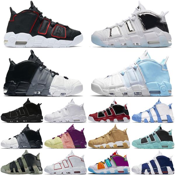 

more uptempos basketball shoes for mens womens up tempos scottie pippen triple black university blue trainers sports sneakers runners