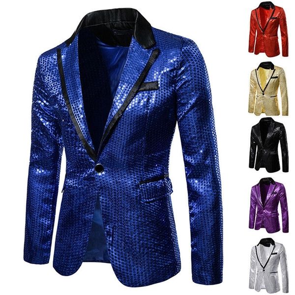 Ternos masculinos Blazers Shiny Gold Shiny Decated Blazer Jacket For Men Night Club Men Ter Suit Blazer Homme Formação Fazendo para Singer 220826