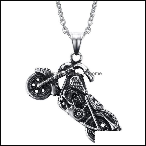 

pendant necklaces pendants jewelry punk motorcycle chain necklace for men boy biker drop delivery 2021 uj5yt, Silver
