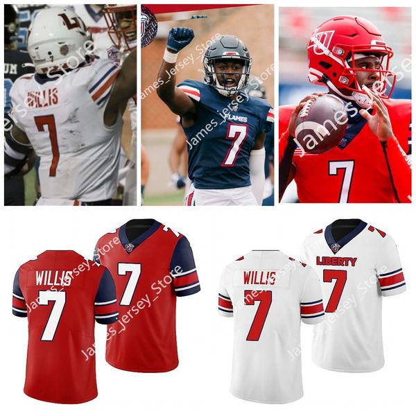 7 Malik Willis Jersey Özel Özgürlük Flames College Futbol Beyaz Altın Edition Dikişli Formalar Final Projeksiyonları İlk Tur İşlemeli 2022 NCAA