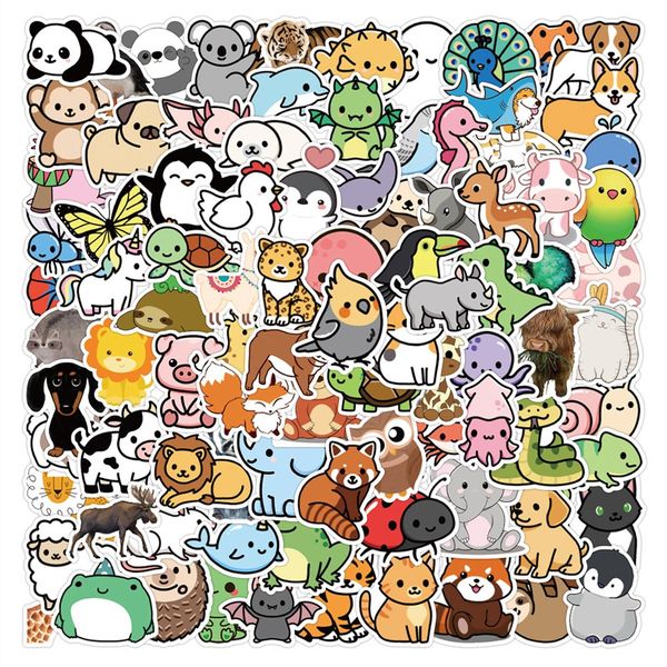 

100pcs cartoon animal stickers skate accessories waterproof vinyl sticker for skateboard lapluggage water bottle car decals kids gifts toys