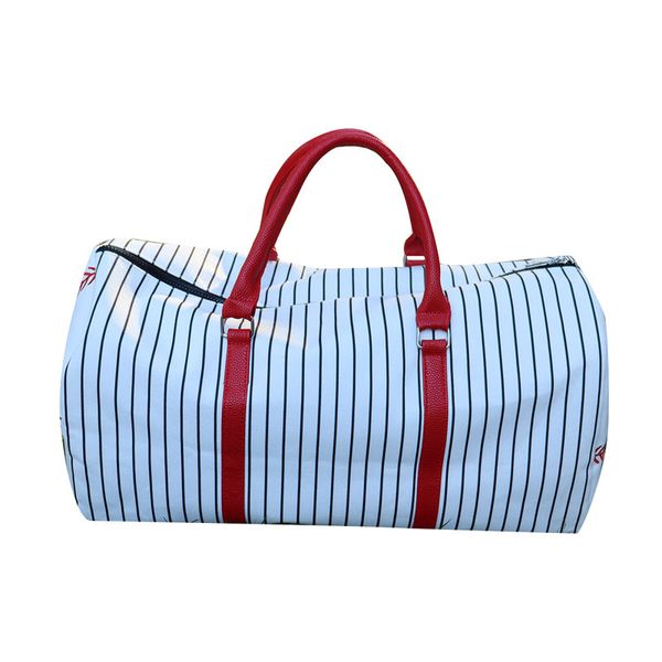 

duffel bags women pu baseball striped large capacity sport gym bag mix color
